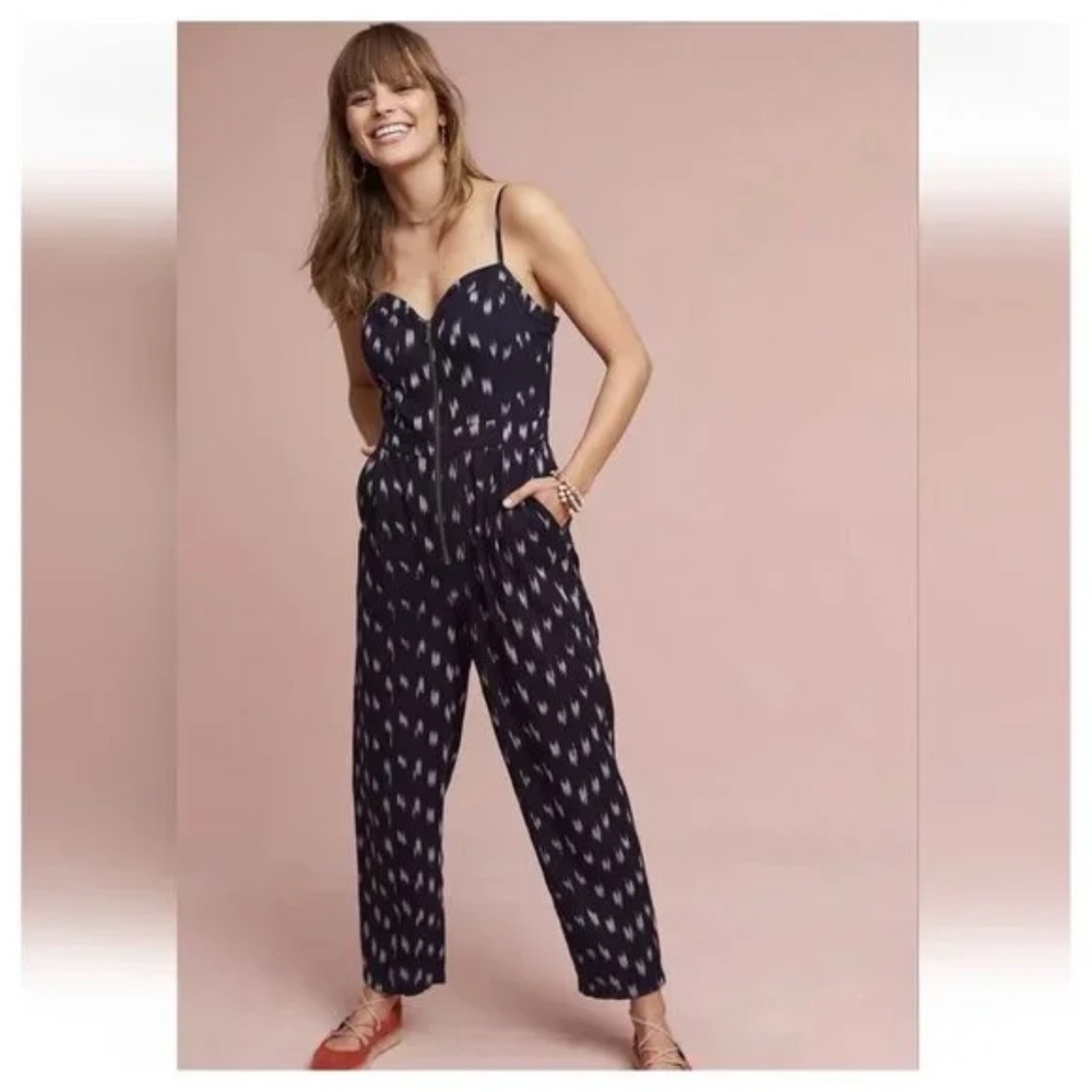Anthropologie Elevenses Ikat zip Front Jumpsuit Size 8 NWOT